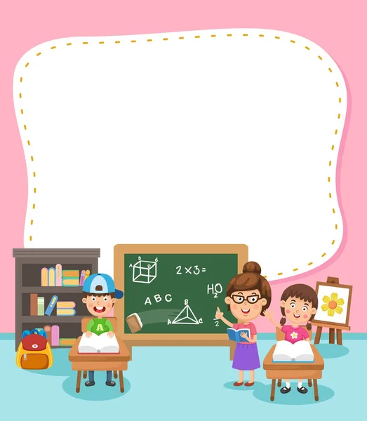 Empty Banner Template Children Classroom Illustration — Stock Vector