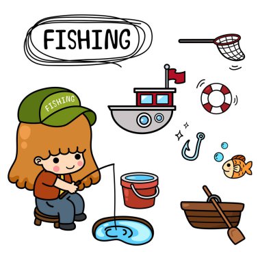Balıkçı çocukla karikatür çizimi