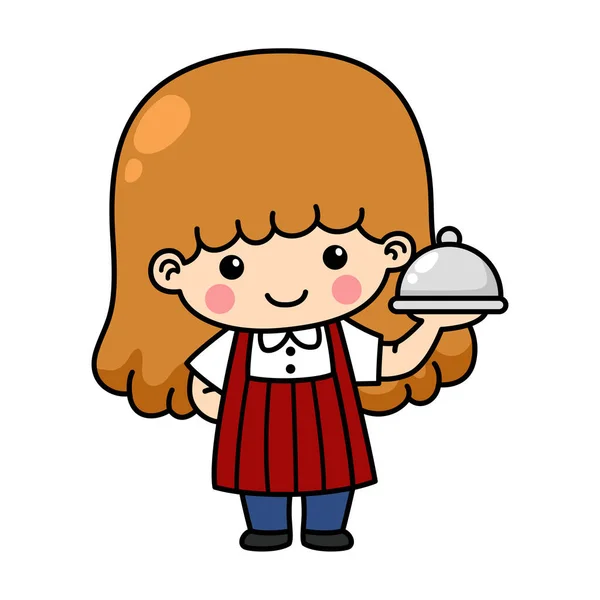 幸せな子供料理シェフベクトルイラスト — ストックベクタ