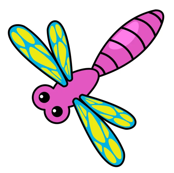 Illustration Colorful Cartoon Character Dragonfly — Stock Vector
