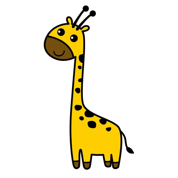 Illustrazione Colorato Personaggio Dei Cartoni Animati Giraffa — Vettoriale Stock