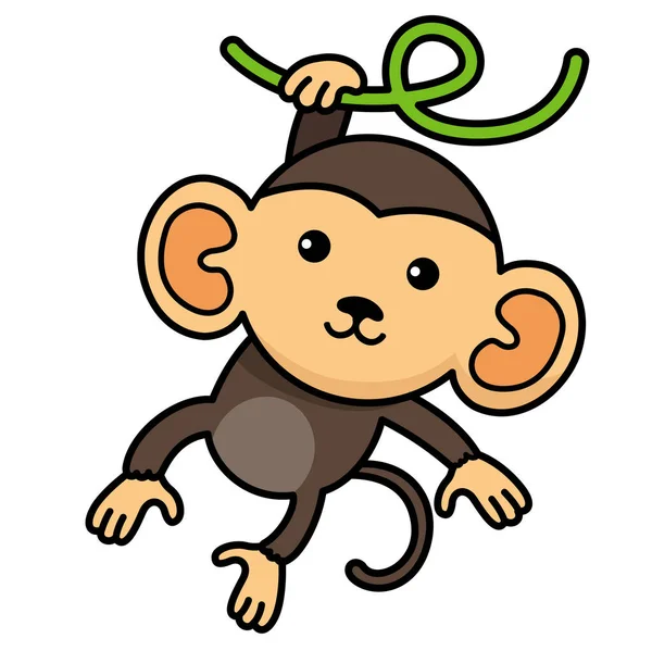 Illustration Colorful Cartoon Character Monkey — Stock Vector