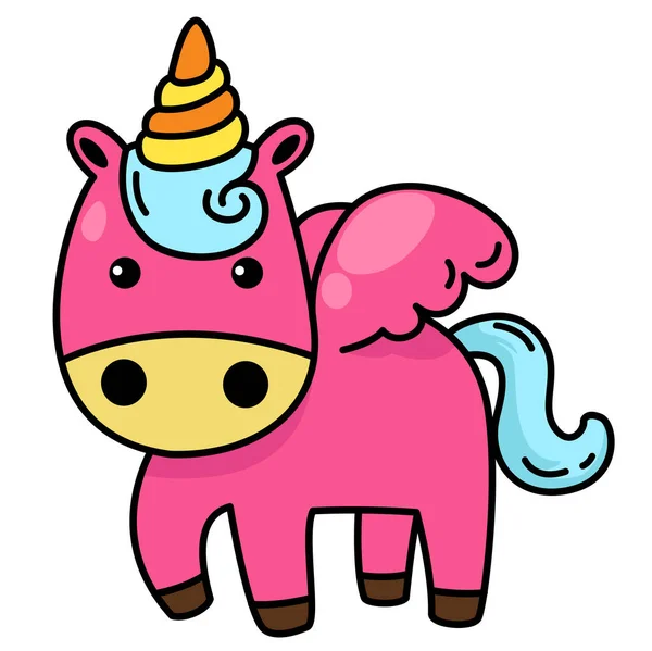 Ilustrasi Karakter Kartun Unicorn Penuh Warna - Stok Vektor