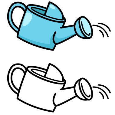 İzole edilmiş renkli, siyah beyaz sulama tenekesi.