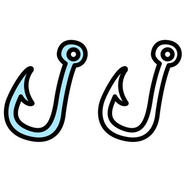 İzole edilmiş renkli, siyah beyaz olta iğnesi.