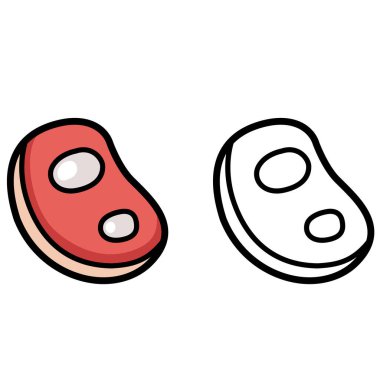 İzole edilmiş renkli ve siyah beyaz et. Taze biftek.