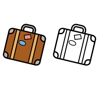 İzole edilmiş renkli ve siyah beyaz bavullar.