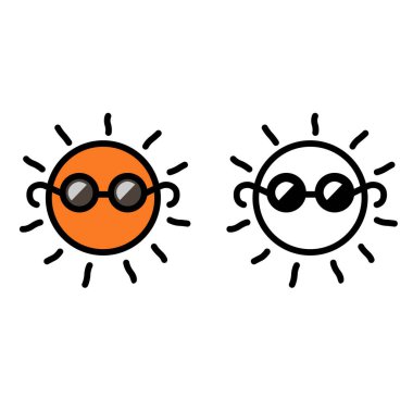 İzole edilmiş renkli, siyah ve beyaz güneşin tasviri