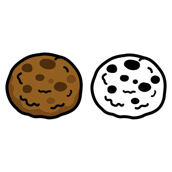 Ilustração Cookies Chocolate Coloridos Pretos Brancos Isolados Para Livros Colorir —  Vetores de Stock