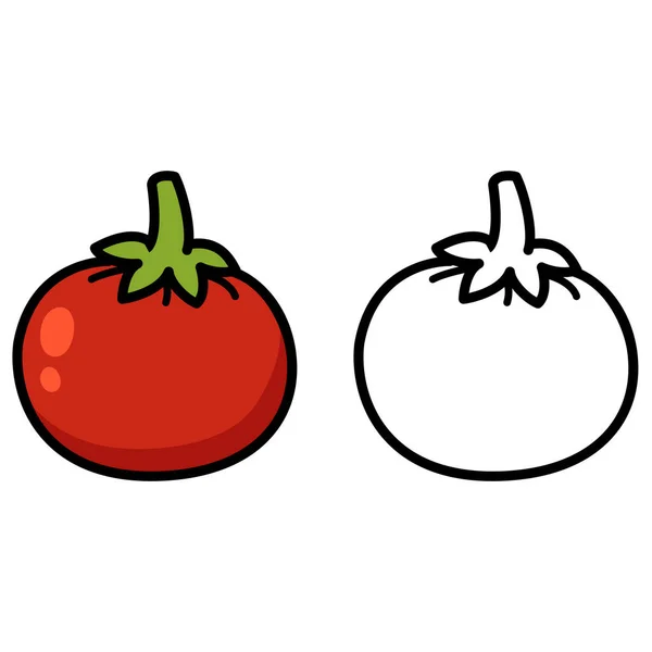 Ilustracja Pojedynczych Kolorowych Czarno Białych Pomidorów — Wektor stockowy