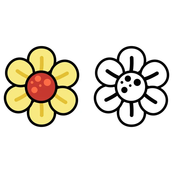 Illustration Isolerade Färgglada Och Svart Och Vit Gul Blomma — Stock vektor