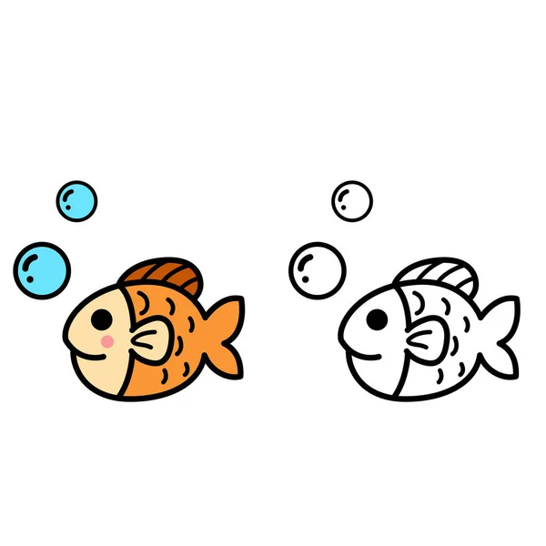 Ilustrace Izolovaných Barevných Černobílých Ryb — Stockový vektor
