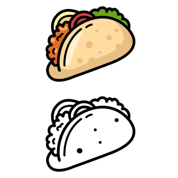 Ilustração Isolado Colorido Preto Branco Kebab Fast Food — Vetor de Stock