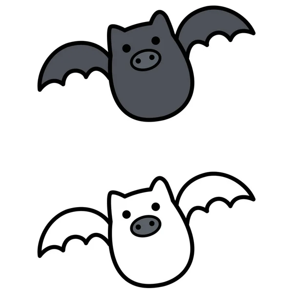 Ilustração Morcego Colorido Preto Branco Isolado —  Vetores de Stock