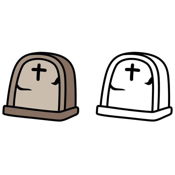 Ilustração Isolado Colorido Preto Branco Gravestone Halloween Conceito — Vetor de Stock