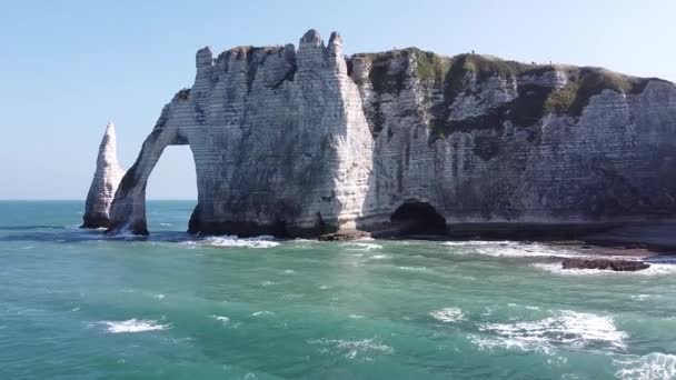 Sahil Etretat Normandiya Fransa Denizi — Stok video
