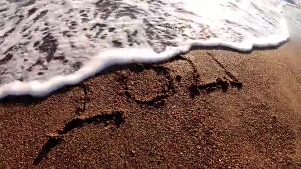 Gott Nytt Firande Holiday Sea Beach Ocean Waves Sanden — Stockvideo