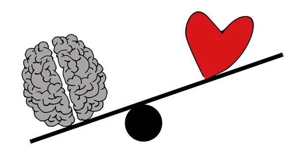 Brain Head Psychology Closed Mind Right Left Brain Love Heart — Stok Foto