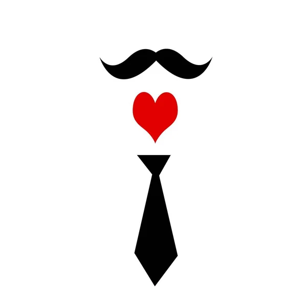 Mostache Heart ve Kravat Babalar Günü Papa Sanat Eserleri İllüstrasyonu