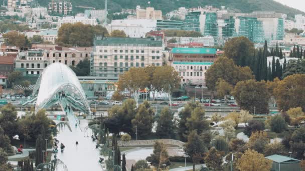 Тбілісі Грузія Октобер 2021 Сучасний Парк Райк Вид Мирного Мосту — стокове відео
