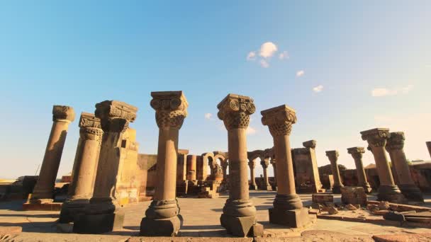 Zvartnots Monumento Catedral Armenia Time Lapse Unesco Patrimonio Humanidad — Vídeos de Stock