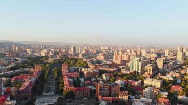Vista Panorâmica Aérea Cidade Panorama Yerevan Com Fundo Montanha Ararat — Vídeo de Stock