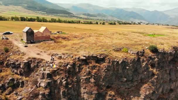 Flygfoto Panoramautsikt Turist Berömda Landmärke Armenisk Arkitektur Horomayri Kloster Komplex — Stockvideo