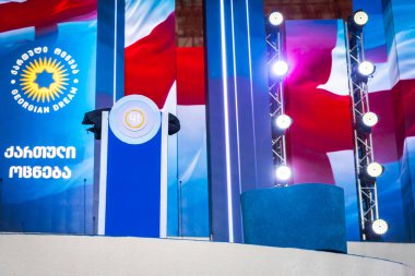 Tiflis, Gürcistan - 28 Ekim 2021: Demokratik parti 