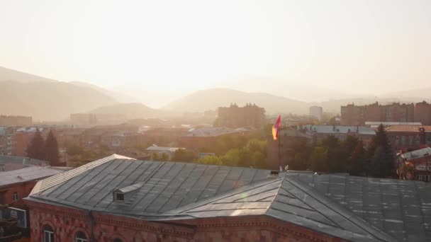 Vanadzor Armenia Agosto 2021 Aerial Zoom Out Early Morning Sunrise — Vídeos de Stock