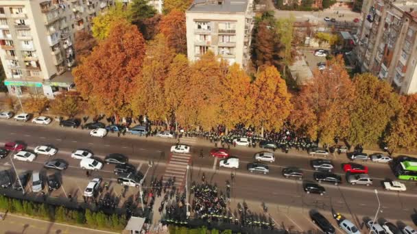 Tbilisi Georgia November 2021 Flygbild Polis Arrestera Aggressiva Demonstranter Gatan — Stockvideo