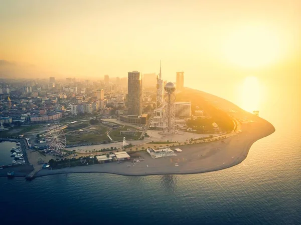 Vista Panorâmica Para Costa Batumi Atrações Turísticas Com Pôr Sol — Fotografia de Stock