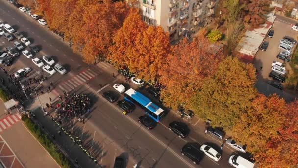 Тбилиси Грузия Ноября 2021 Года Офицеры Полиции Окружают Толпу Агрессивных — стоковое видео