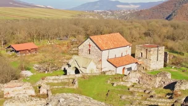 Dmanisi Kalesi Kamu Dini Binaları Olan Ortaçağ Kasabası Arkeolojik Miras — Stok video