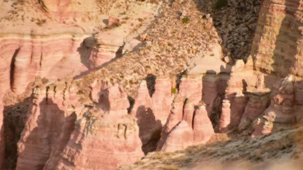 Stock Video Timelapse Red Rose Valley Structures Volcanic Mountain Cappadocia — Stock Video