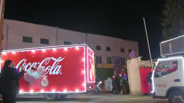 Tiflis Gürcistan Aralık 2021 Coca Cola Xmas Şenlikli Karavan Turu — Stok video