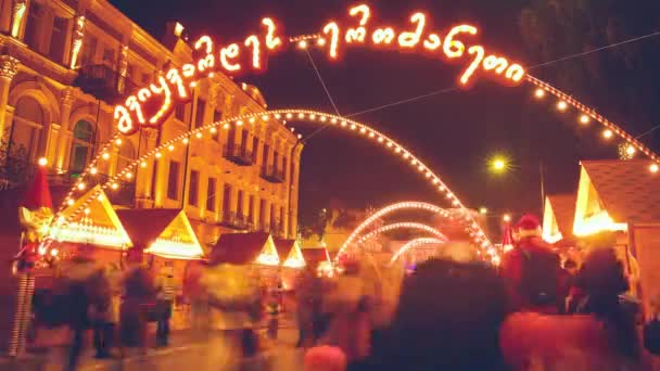 Tiflis Georgia Aralık 2021 Nsanlar Noel Günü Xmas Pazarında Xmas — Stok video