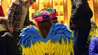 Tiflis, Gürcistan - 1 Mart 2022: Gürcistan Ukraynalıların el yapımı 