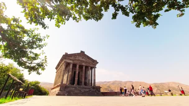 Ancient Pagan Temple Garni Armenia Time Lapse Sunny Day Famous — Stock Video