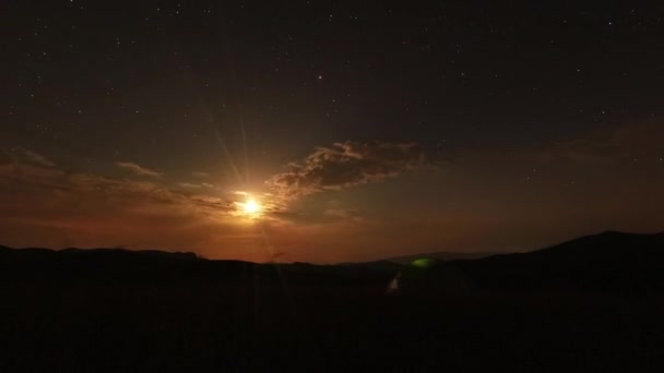 Day Night Timelapse Green Tent Background Starry Sky Moon Armenia — Stok video
