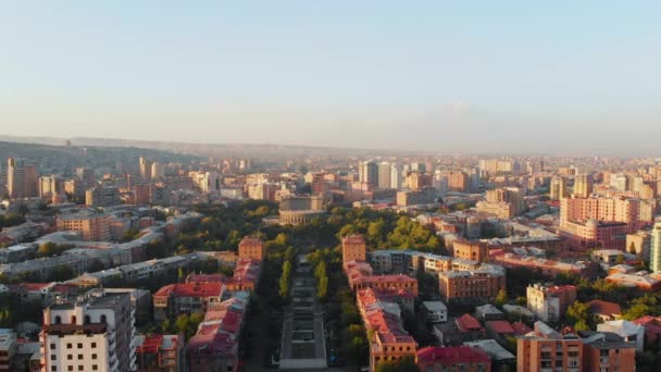 Panorama Miasta Erewan Panoramą Statyczną Tłem Górskim Ararat Budynki Architektoniczne — Wideo stockowe