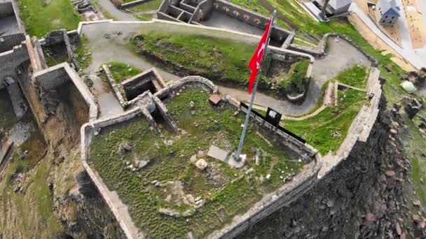 Top View Historical Famous Kars Castle Walls Kars Eastern Anatolia — Stockvideo
