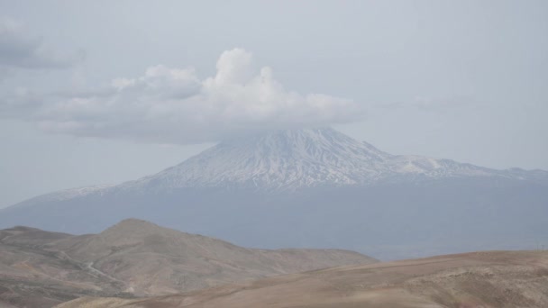 Static Motion Timelapse Ararat Mountain Panorama Clouds Passing Turkey — Stock Video