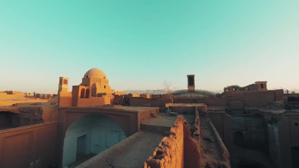 Kota Bersejarah Yazd Atap Panorama Dari Hari Malam Tilapse Dengan — Stok Video