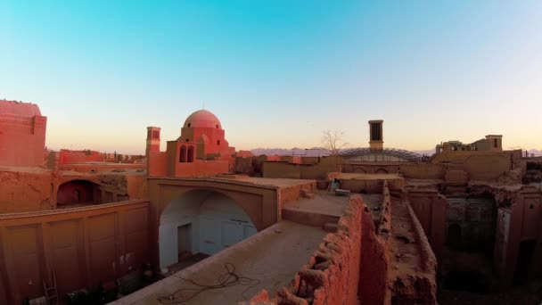 Στατικός Χρόνος Lapse Παλιά Ιστορική Yazd Πόλη Παλιά Οροφή Της — Αρχείο Βίντεο