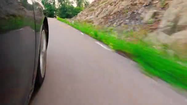 Point View Car Wheel Tire Spin Road Outdoors Drive Scenic — Stock Video