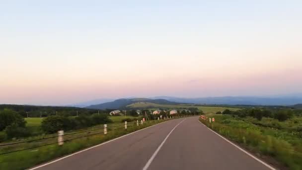 Straßenseite Ansicht Georgien Landschaft Panorama Den Bergen Hyperlapse Verkehr Und — Stockvideo