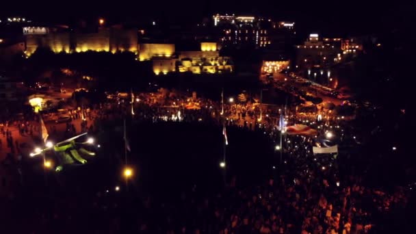 Tiflis Georgia Mayo 2022 Multitud Personas Plaza Europa Manifestación Callejera — Vídeo de stock