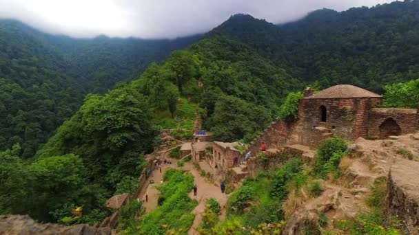 Cronometragem Estática Passeio Turístico Torno Famoso Castelo Rudkhan Norte Irã — Vídeo de Stock