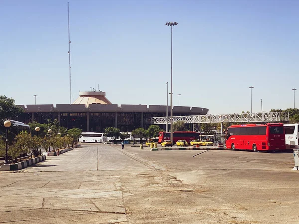 Shiraz, Iran - 9th june, 2022: buses stand in Shiraz bus terminal to travel back to Tehran