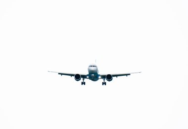 Beyaz arka planda izole edilmiş gerçek bir uçak. Beyaz uçak 3D arkaplan illüstrasyonu